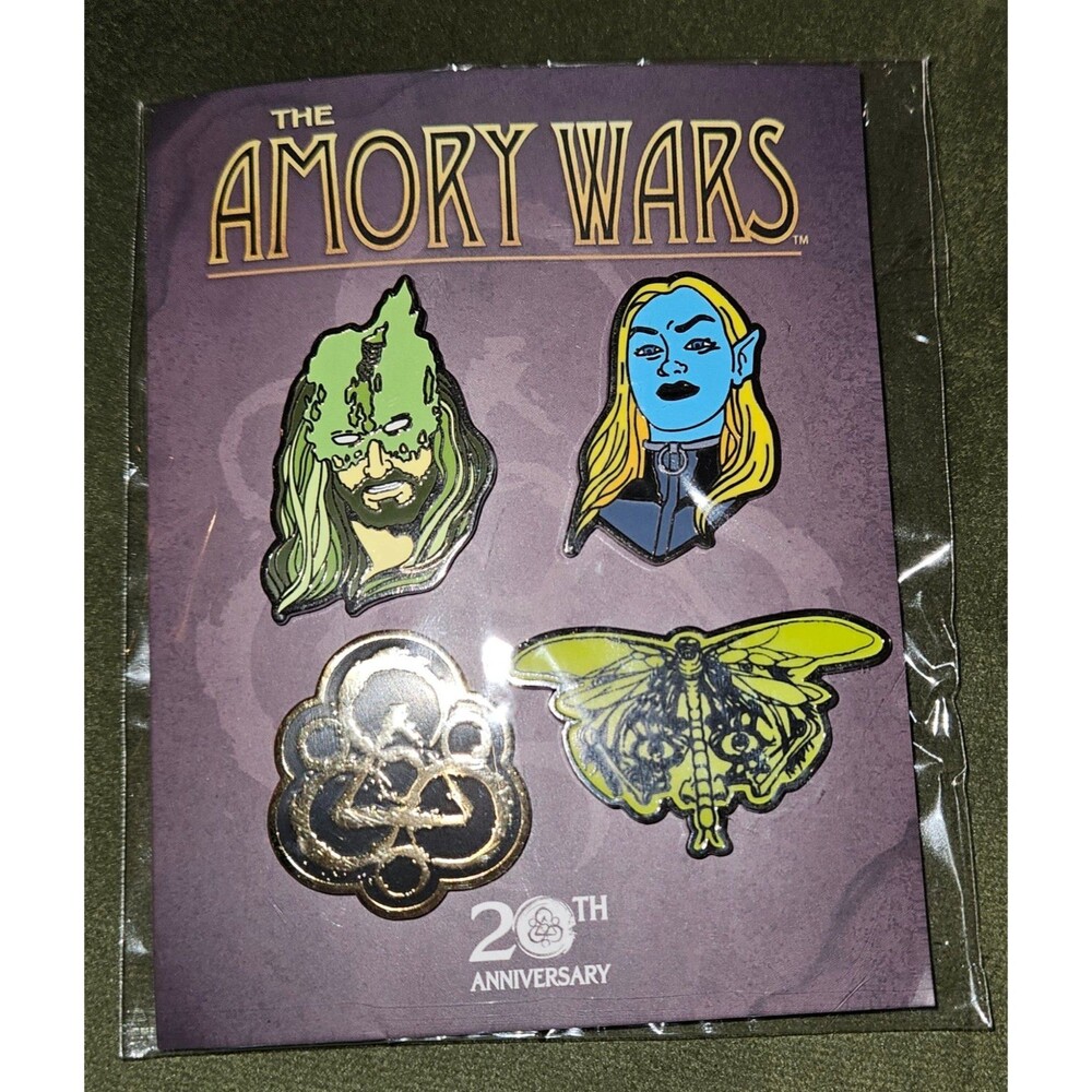 Amory Wars 20th Anniversary Pin Collection, Bookmarks, Coheed Keychain